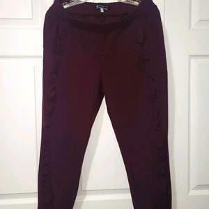 Super cute Burgundy pant with side ruffles